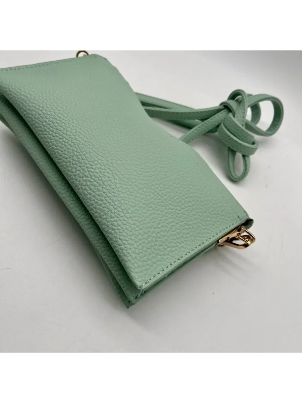 Unbranded Light Mint Pebbled FauxLeather Reversible Wristlet